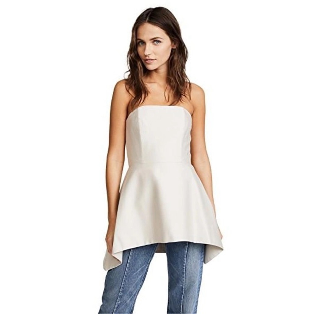 Alice + Olivia Duncan Strapless Peplum Top Pale Size 0 - Picture 2 of 7